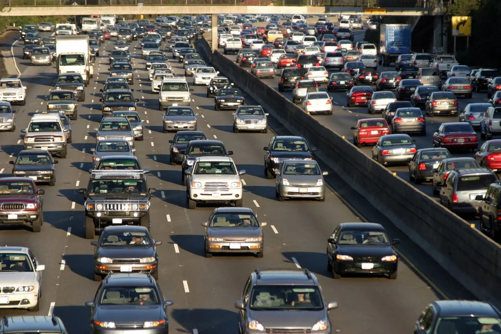 American drivers on highway of los angeles