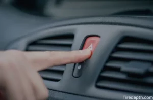 pushing hazard light button on car.
